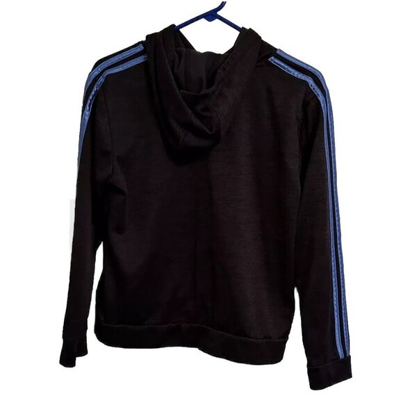 Adidas Boys Kids Black/Gray Blue Logo Pullover Hoodie Size Large 14/16 Athletic - Picture 2 of 9